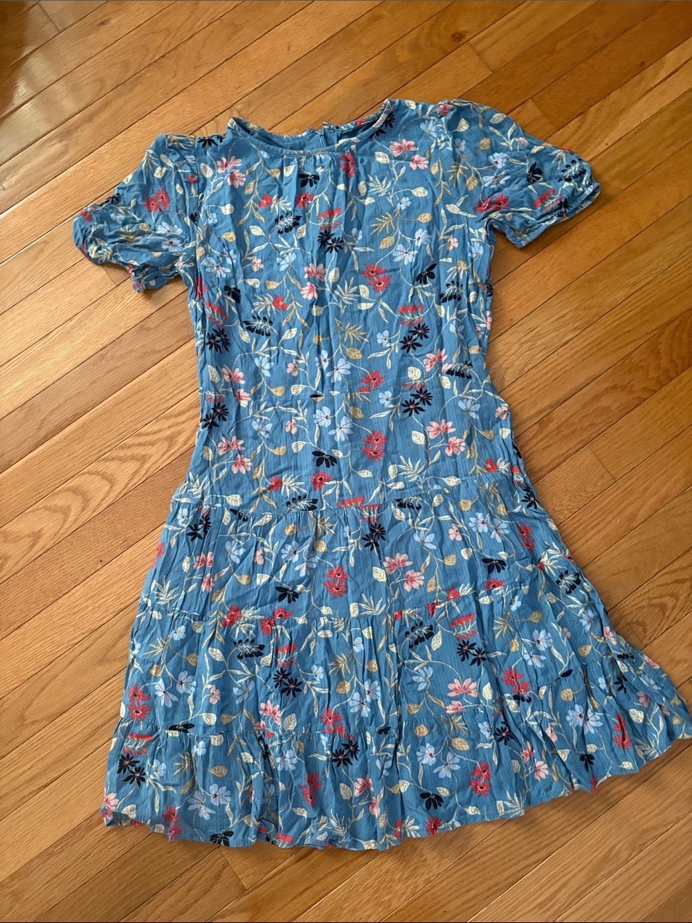 LOFT Blue Floral Short Sleeve Dress